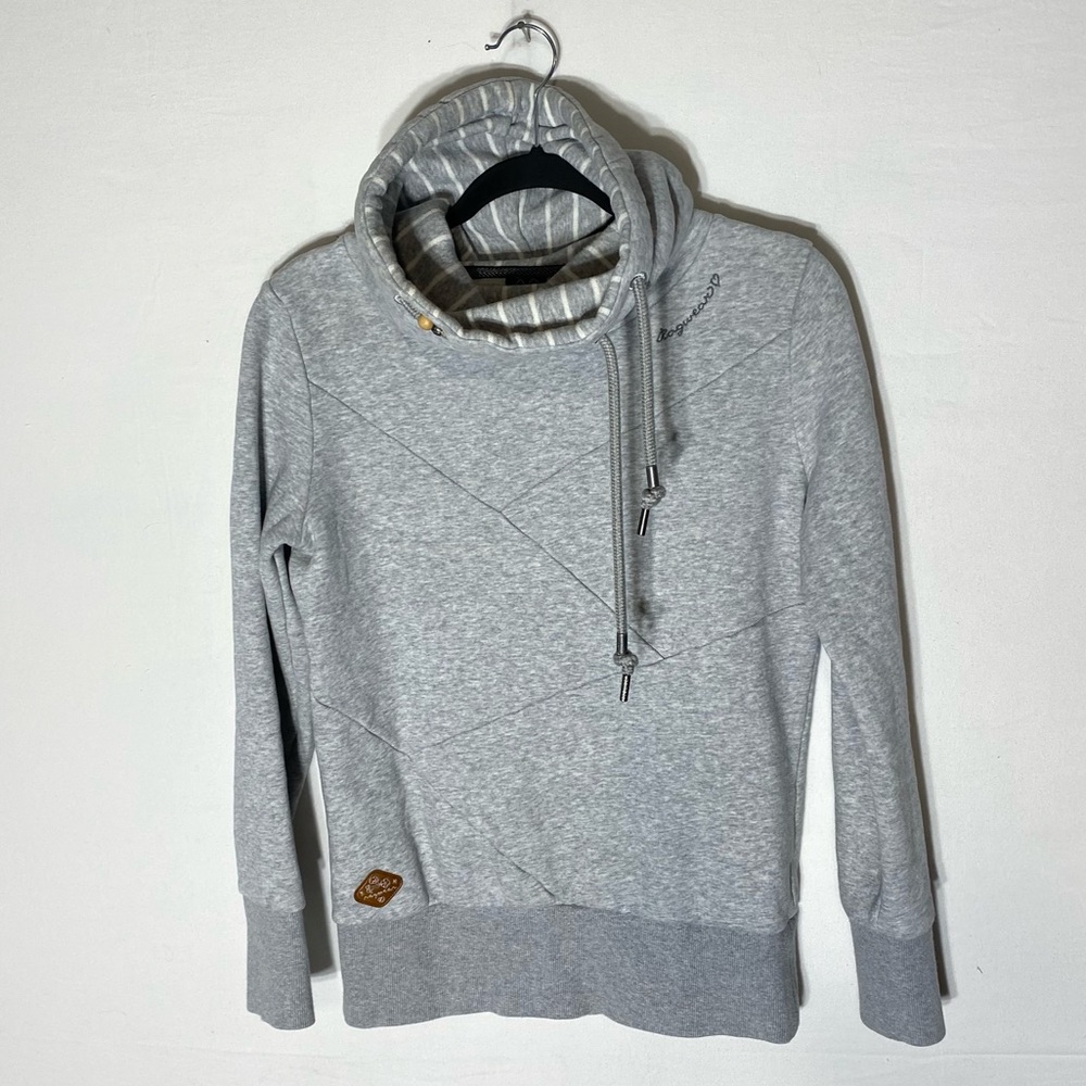 Ragwear Light Grey Viola Cowl Neck Vegan Streetwear Pullover Sweatshirt S